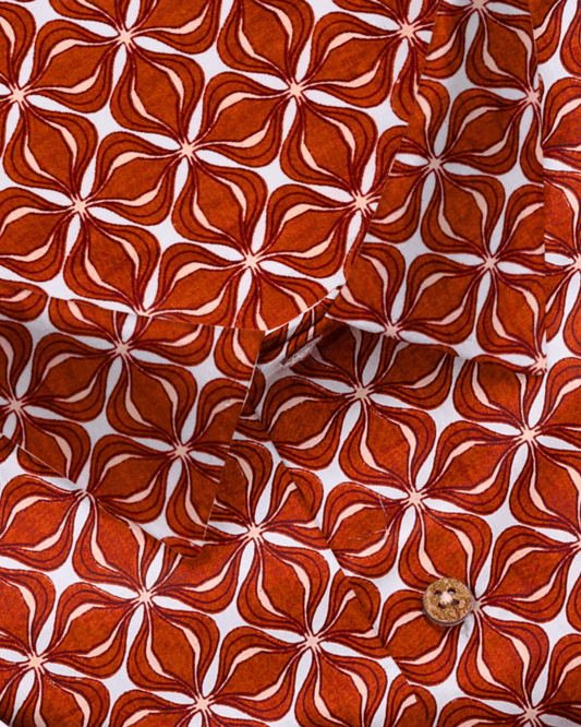 Royal Red Printed Cotton Shirt