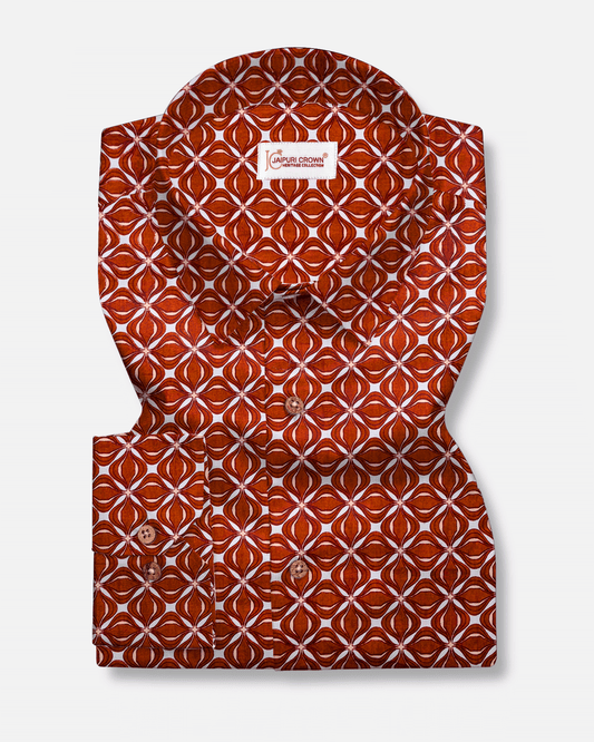 Royal Red Printed Cotton Shirt